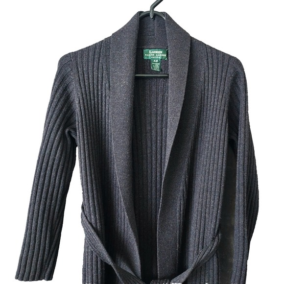 Lauren Ralph Lauren Women's Merino Wool Long Cardigan Sweater Black Small Petite - Picture 1 of 9